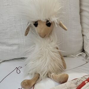 Jellycat Cream and Tan Plush Sheep Pillow